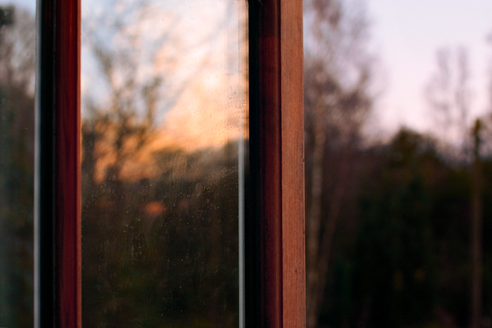 Some fun with my bedroom window. That's sunset you can see reflected (and illuminating the frame).