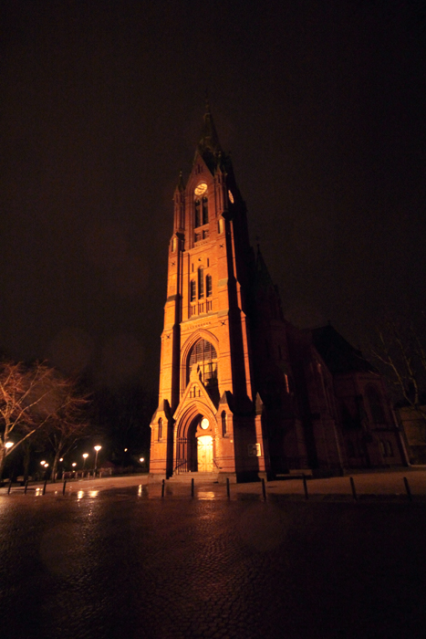 Bergen, Johanneskirken (Johannes Church). Center of town. In the cold rain...